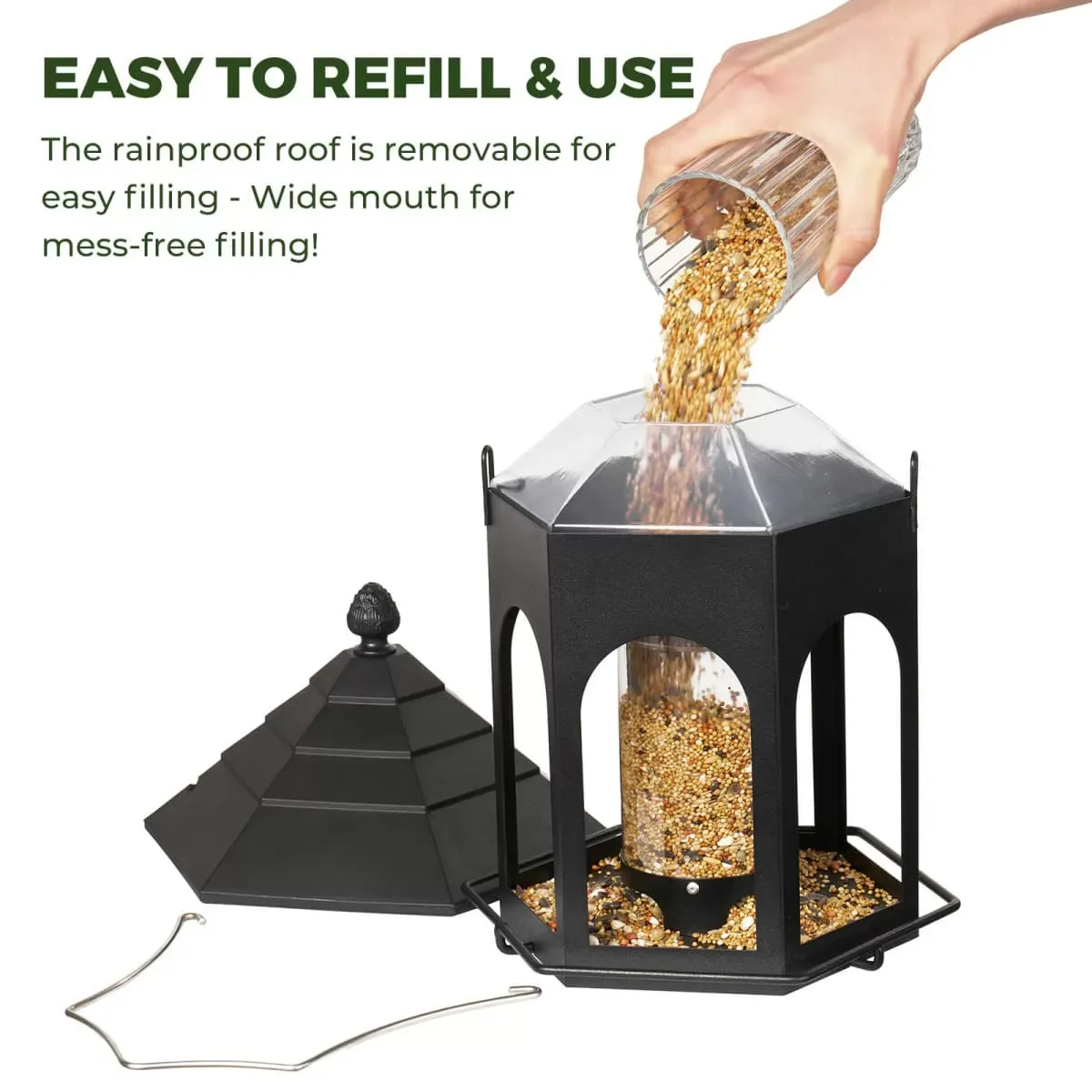 Black Kingsyard Large Capacity Gazebo Wild Bird Feeder 4