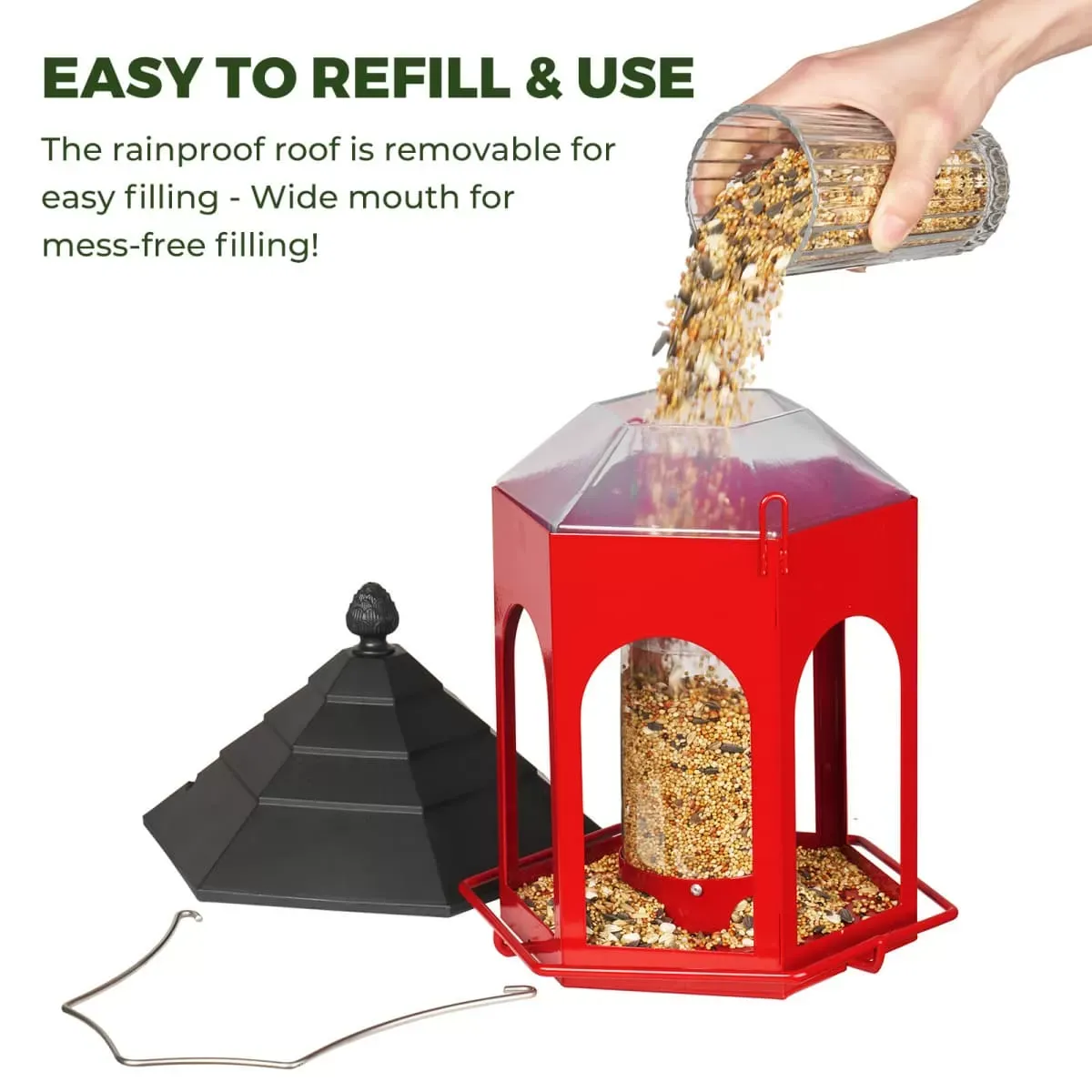 Red Kingsyard Large Capacity Gazebo Wild Bird Feeder 4