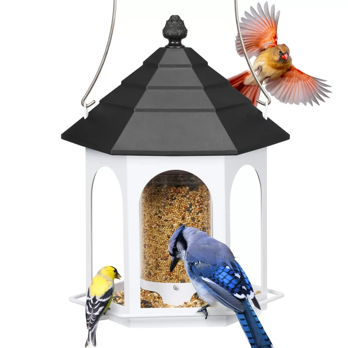 White Kingsyard Large Capacity Gazebo Wild Bird Feeder 2