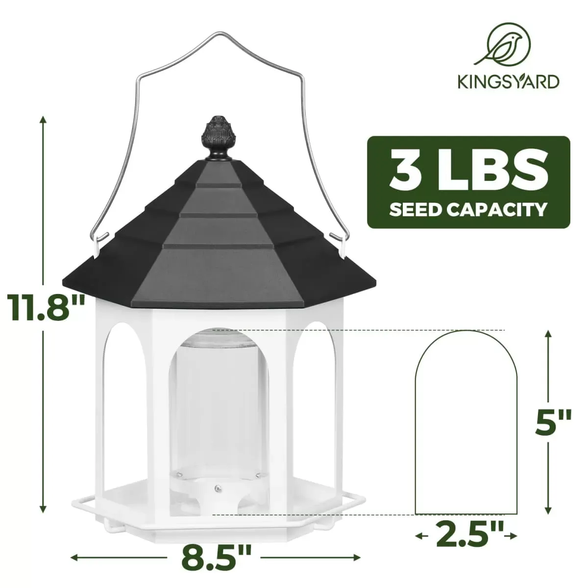 White Kingsyard Large Capacity Gazebo Wild Bird Feeder 3