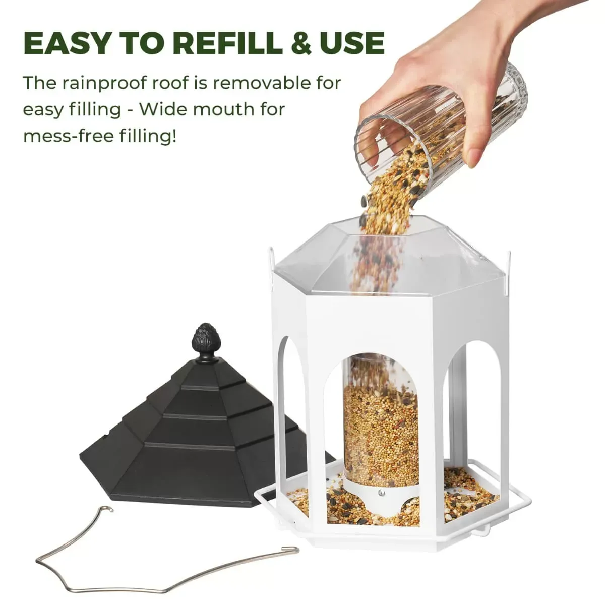 White Kingsyard Large Capacity Gazebo Wild Bird Feeder 4