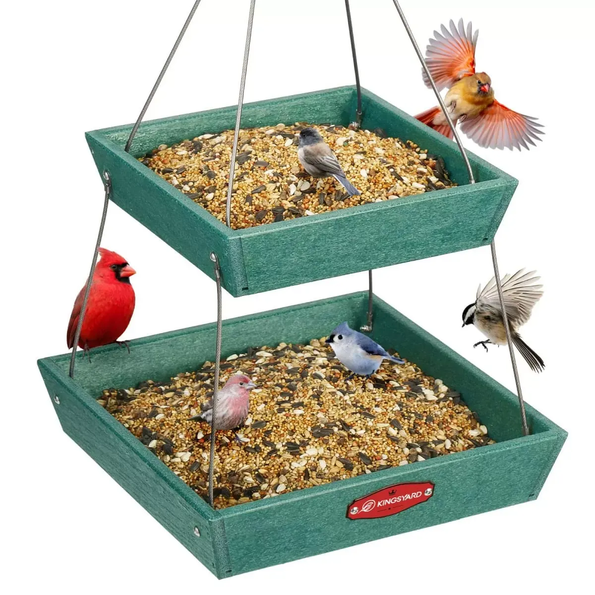 Green Kingsyard Large Capacity 2-Tier Platform Bird Feeder 2