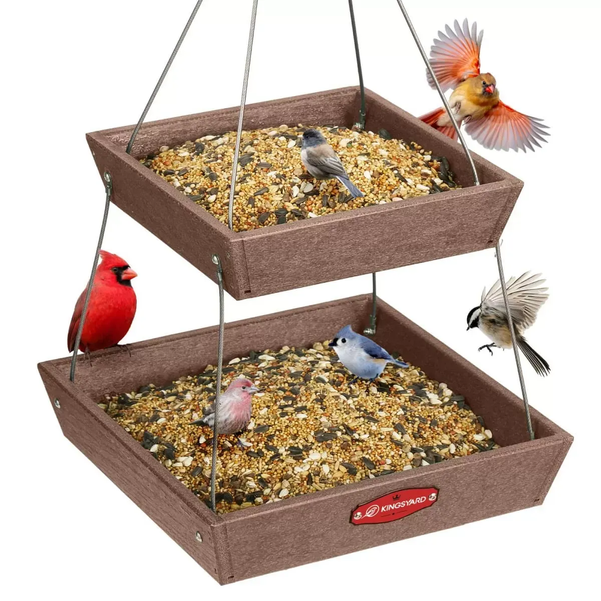 Brown Kingsyard Large Capacity 2-Tier Platform Bird Feeder 2