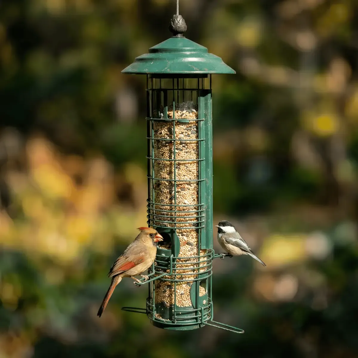 Kingsyard Squirrel Proof Hanging Metal Tube Bird Feeder