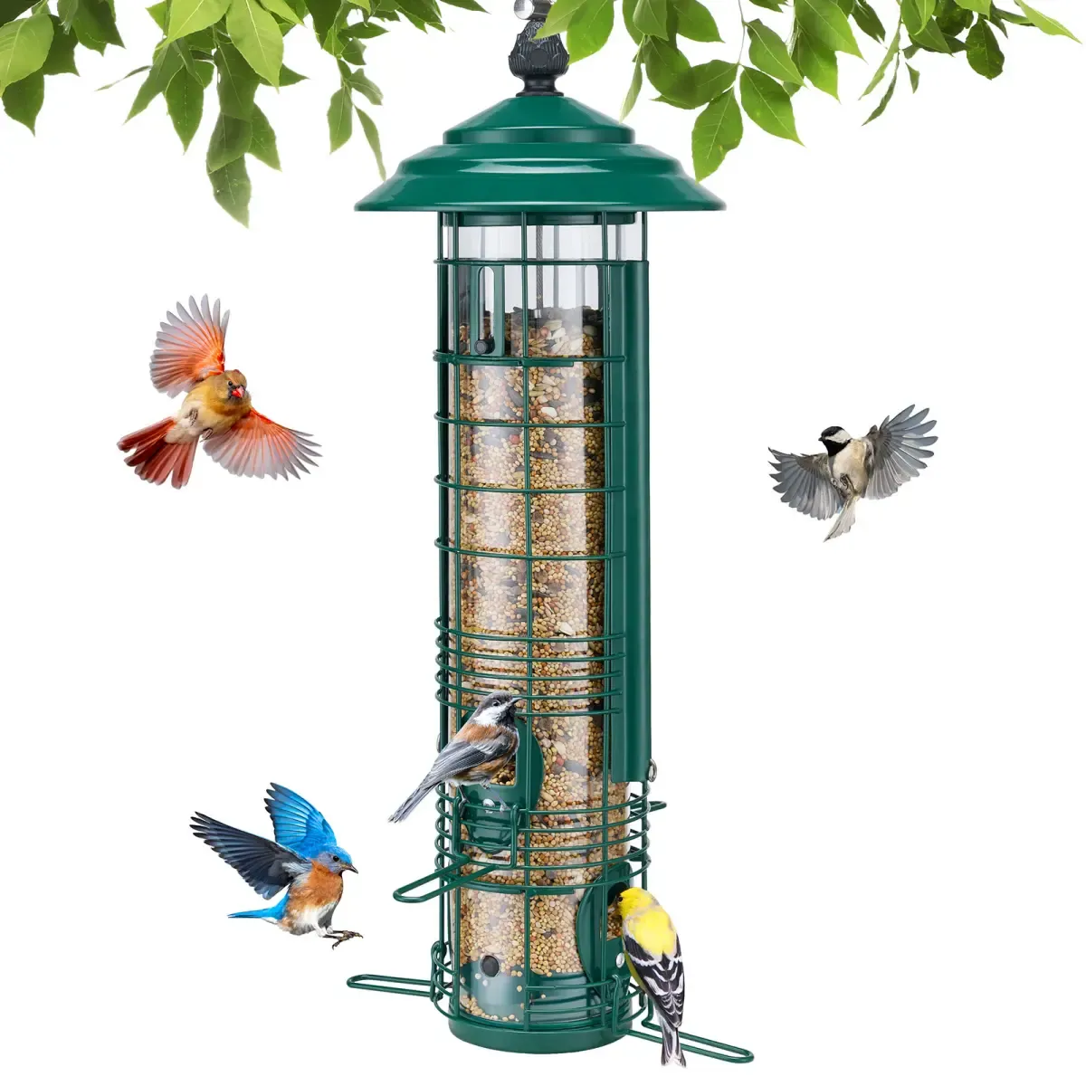 Kingsyard Squirrel Proof Hanging Metal Tube Bird Feeder 2