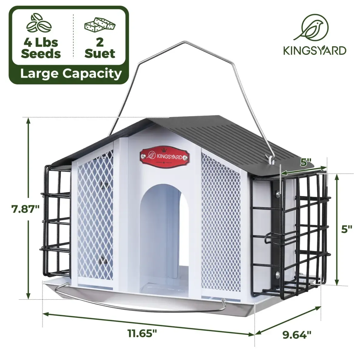Kingsyard Weatherproof House Bird Feeder with Double Suet Cages 3