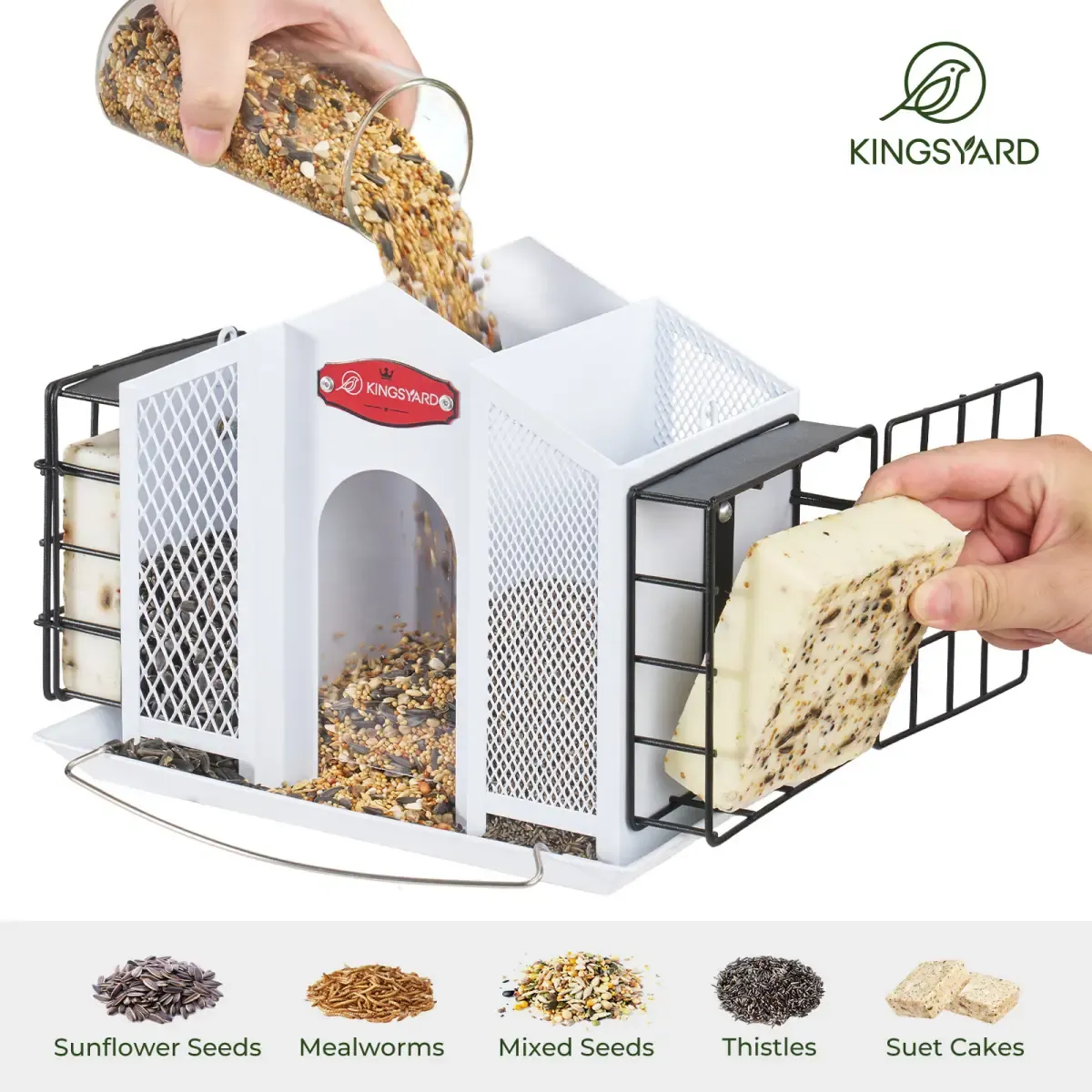 Kingsyard Weatherproof House Bird Feeder with Double Suet Cages 4