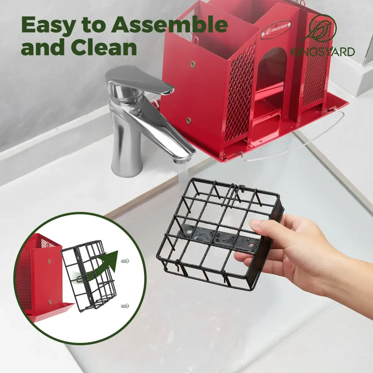 Kingsyard Weatherproof House Bird Feeder with Double Suet Cages 6