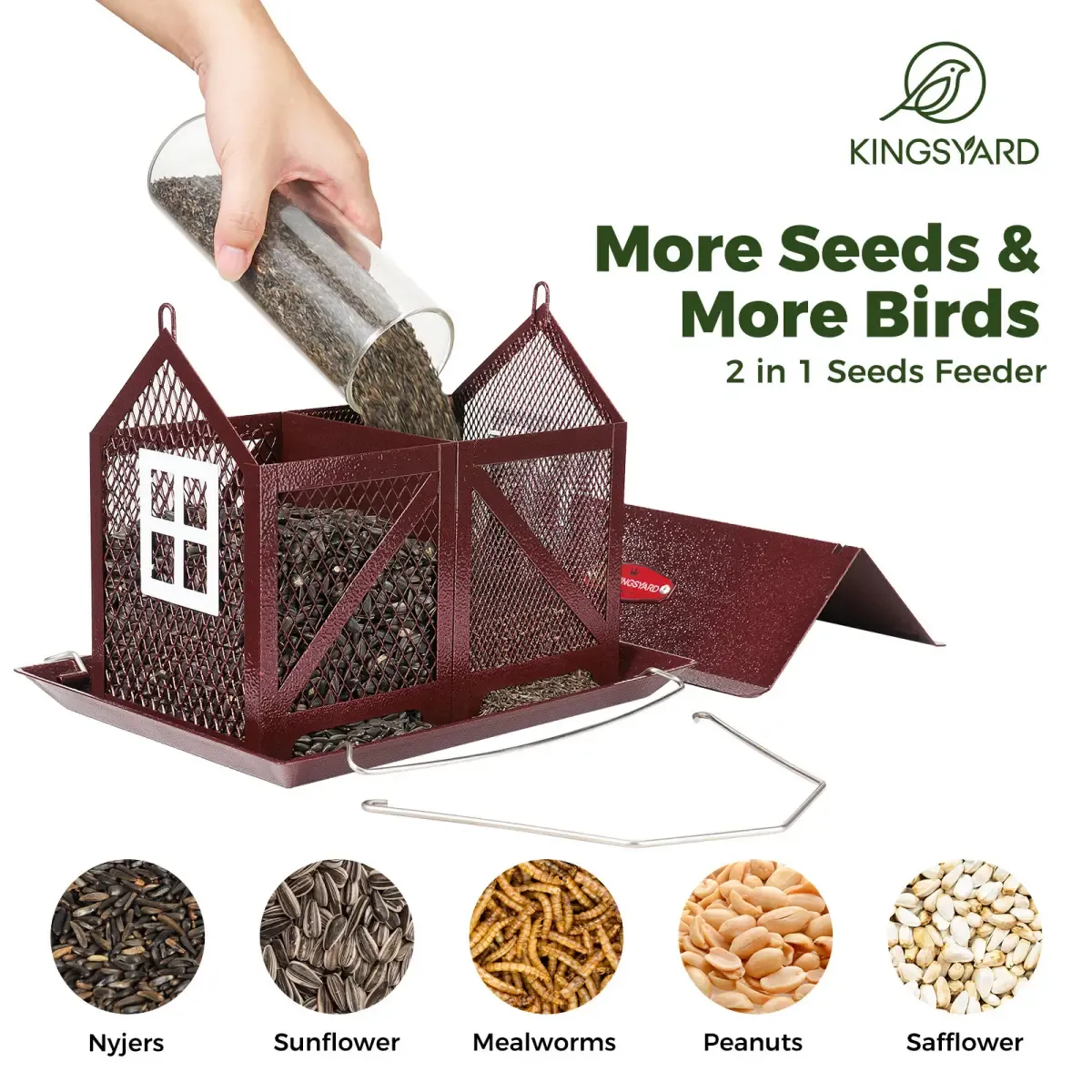 Bronze Kingsyard Large Capacity House Bird Feeder with Seed Tray 4