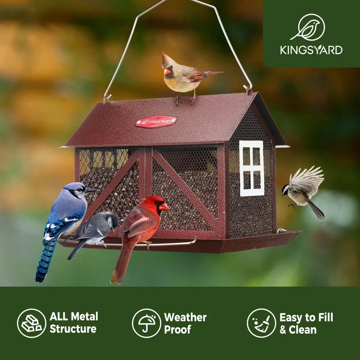 Bronze Kingsyard Large Capacity House Bird Feeder with Seed Tray 5