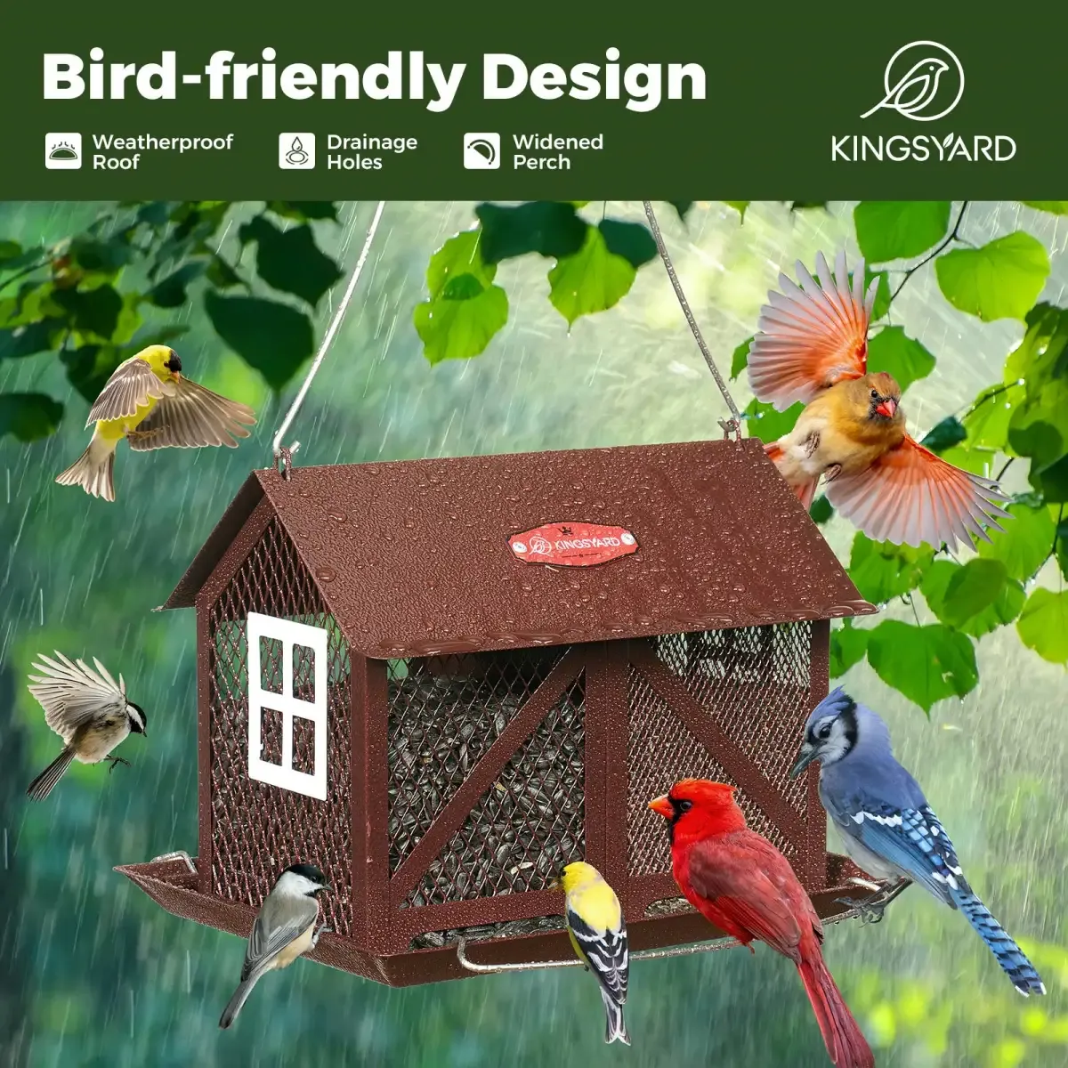 Bronze Kingsyard Large Capacity House Bird Feeder with Seed Tray 6