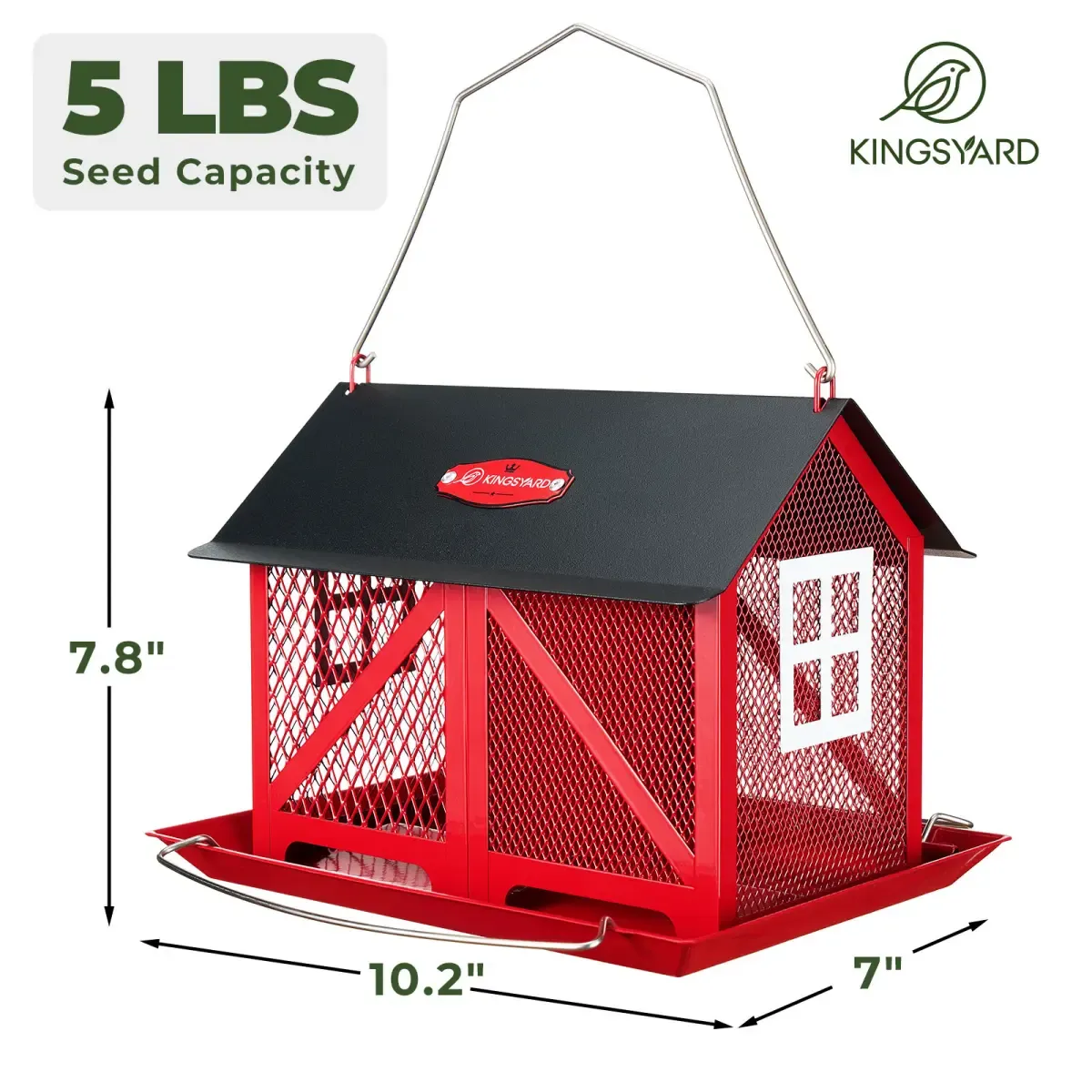Red Kingsyard Large Capacity House Bird Feeder with Seed Tray 3 Red Kingsyard Large Capacity House Bird Feeder with Seed Tray 3