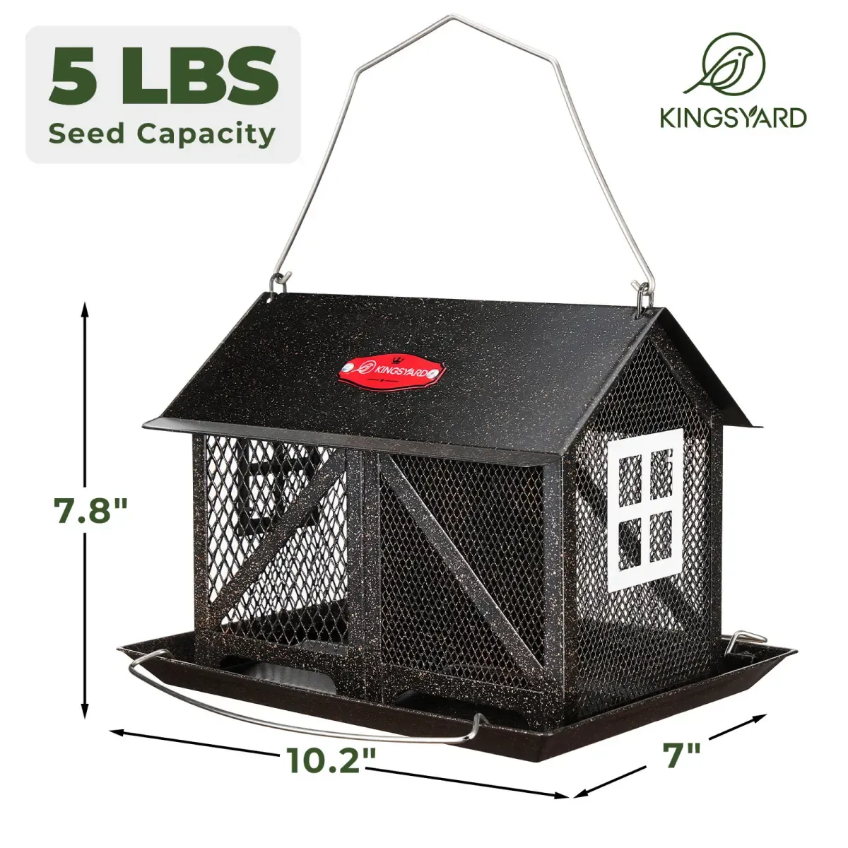 Kingsyard Large Capacity House Bird Feeder with Seed Tray 3