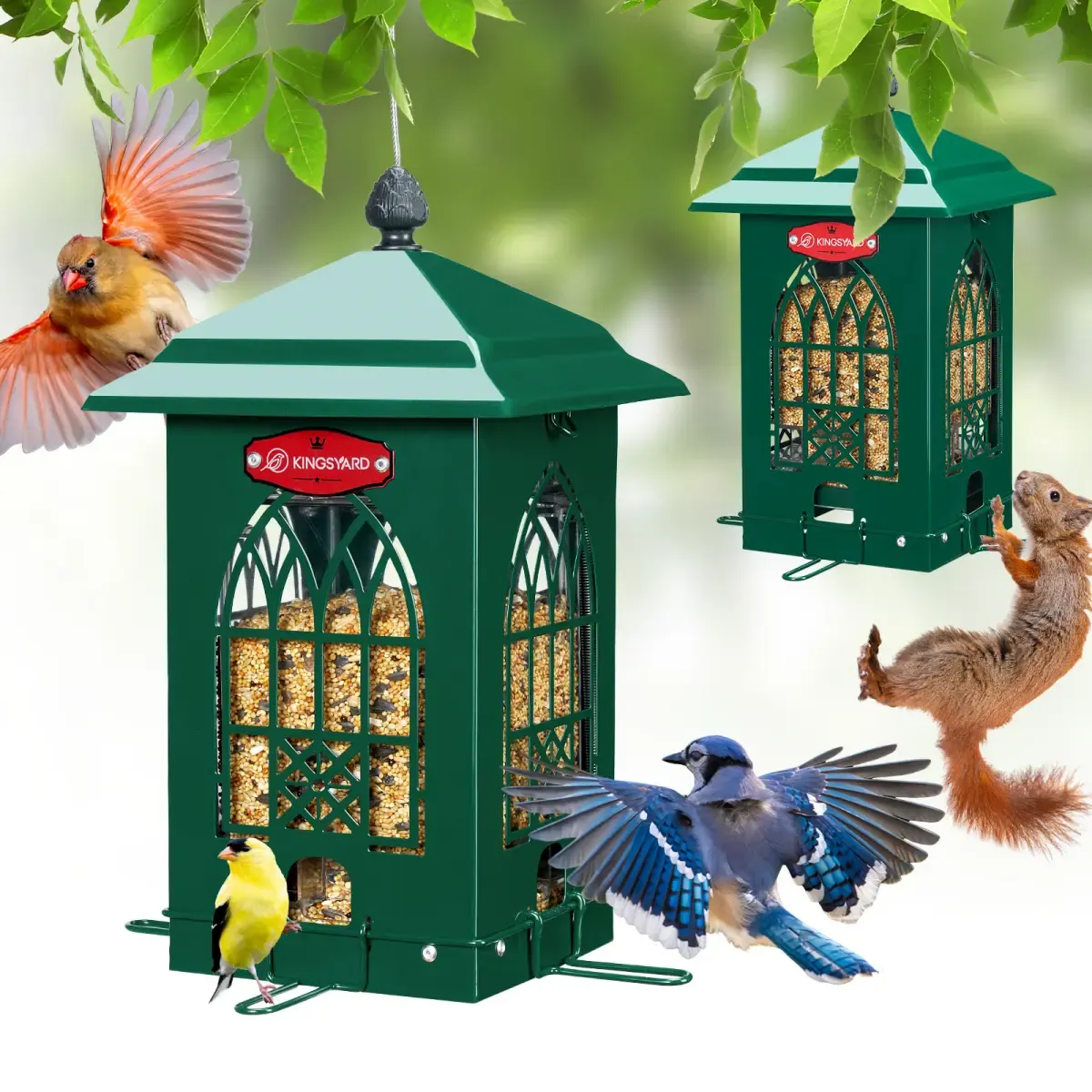 Kingsyard Squirrel Proof Large Capacity Bird Feeder House 2