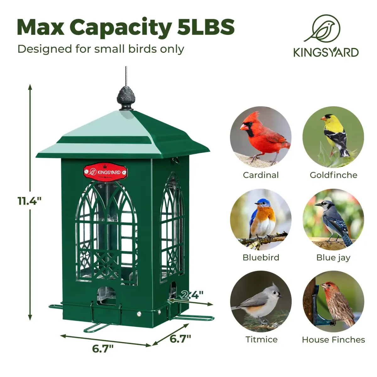 Kingsyard Squirrel Proof Large Capacity Bird Feeder House 3