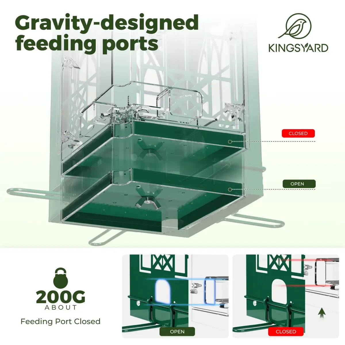 Green Kingsyard Squirrel Proof Large Capacity Bird Feeder House 4