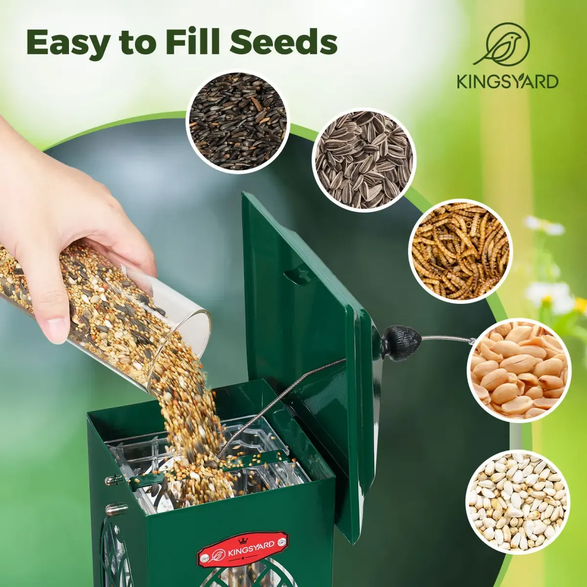 Green Kingsyard Squirrel Proof Large Capacity Bird Feeder House 5