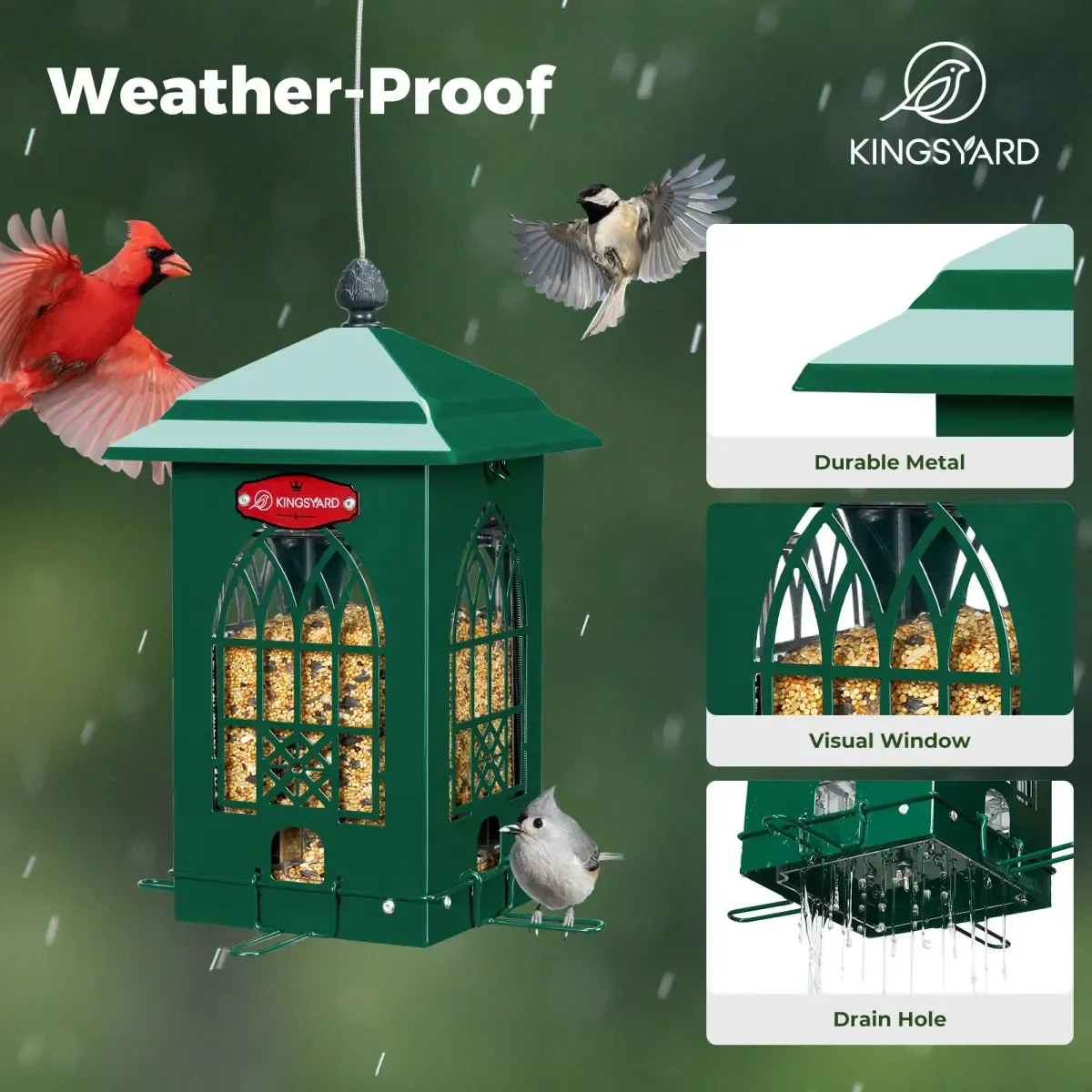 Kingsyard Squirrel Proof Large Capacity Bird Feeder House 6