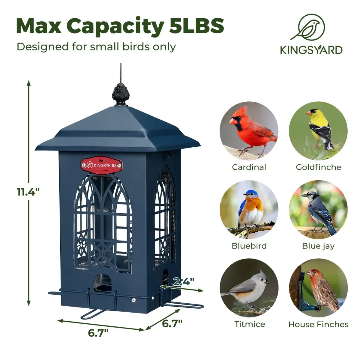 Blue Kingsyard Squirrel Proof Large Capacity Bird Feeder House 3