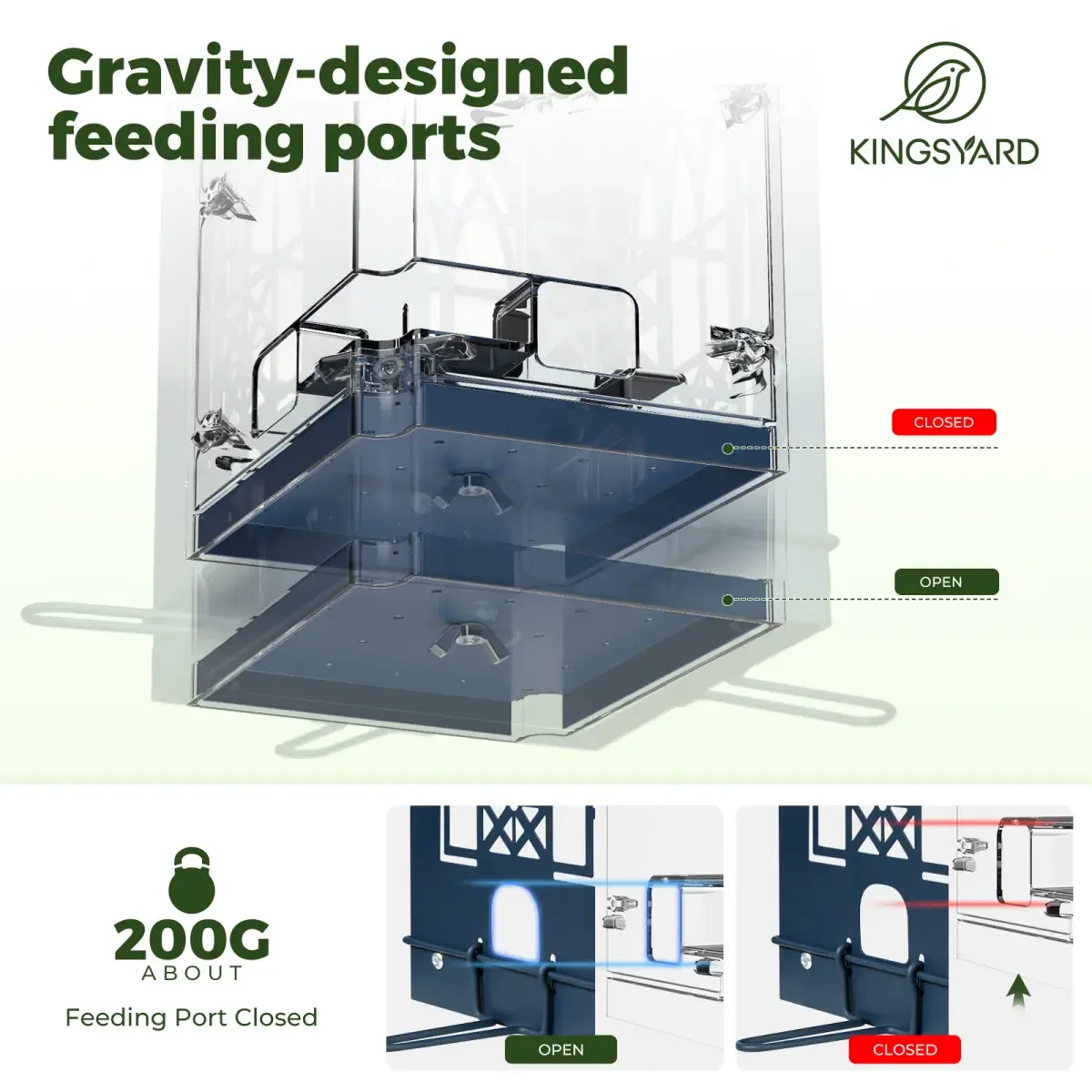 Blue Kingsyard Squirrel Proof Large Capacity Bird Feeder House 4