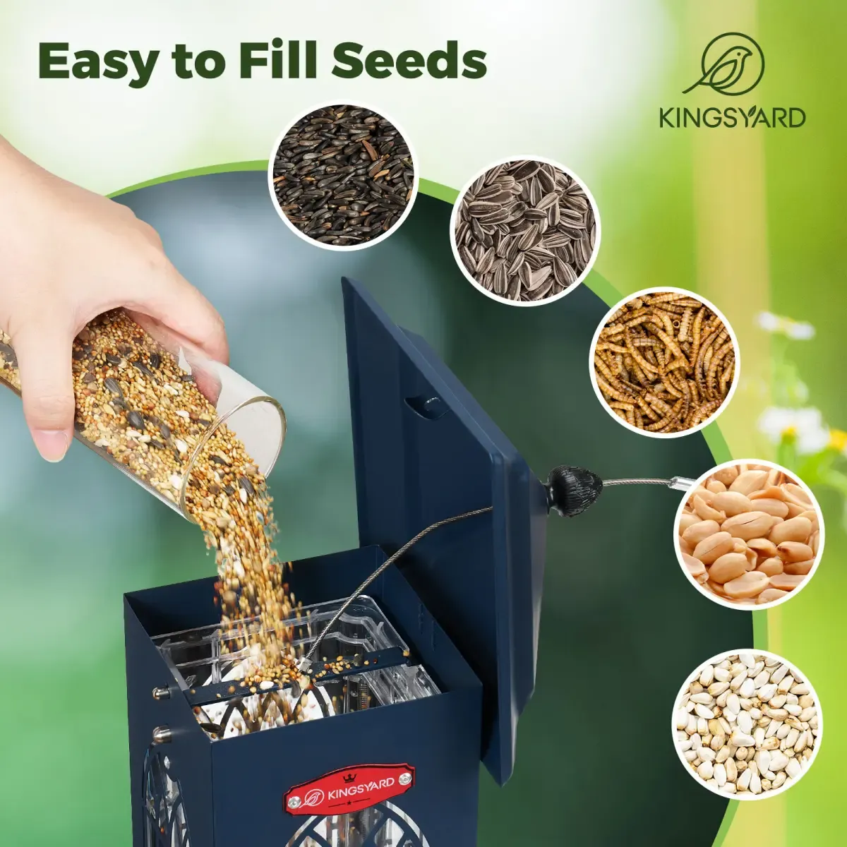 Blue Kingsyard Squirrel Proof Large Capacity Bird Feeder House 5