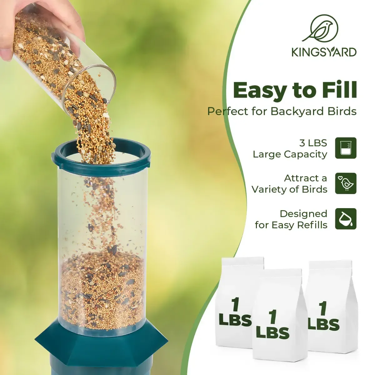 Kingsyard Squirrel Proof Weight Sensing Hanging Tube Bird Feeder 7