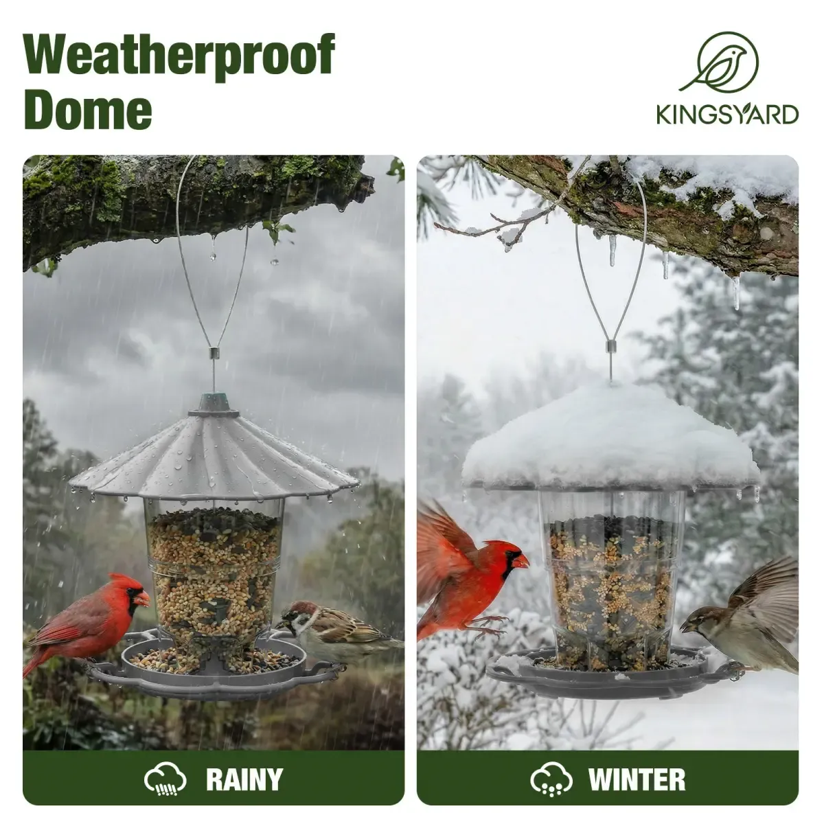 Grey Kingsyard Squirrel Resistant 360 Degree Hopper Bird Feeder 6