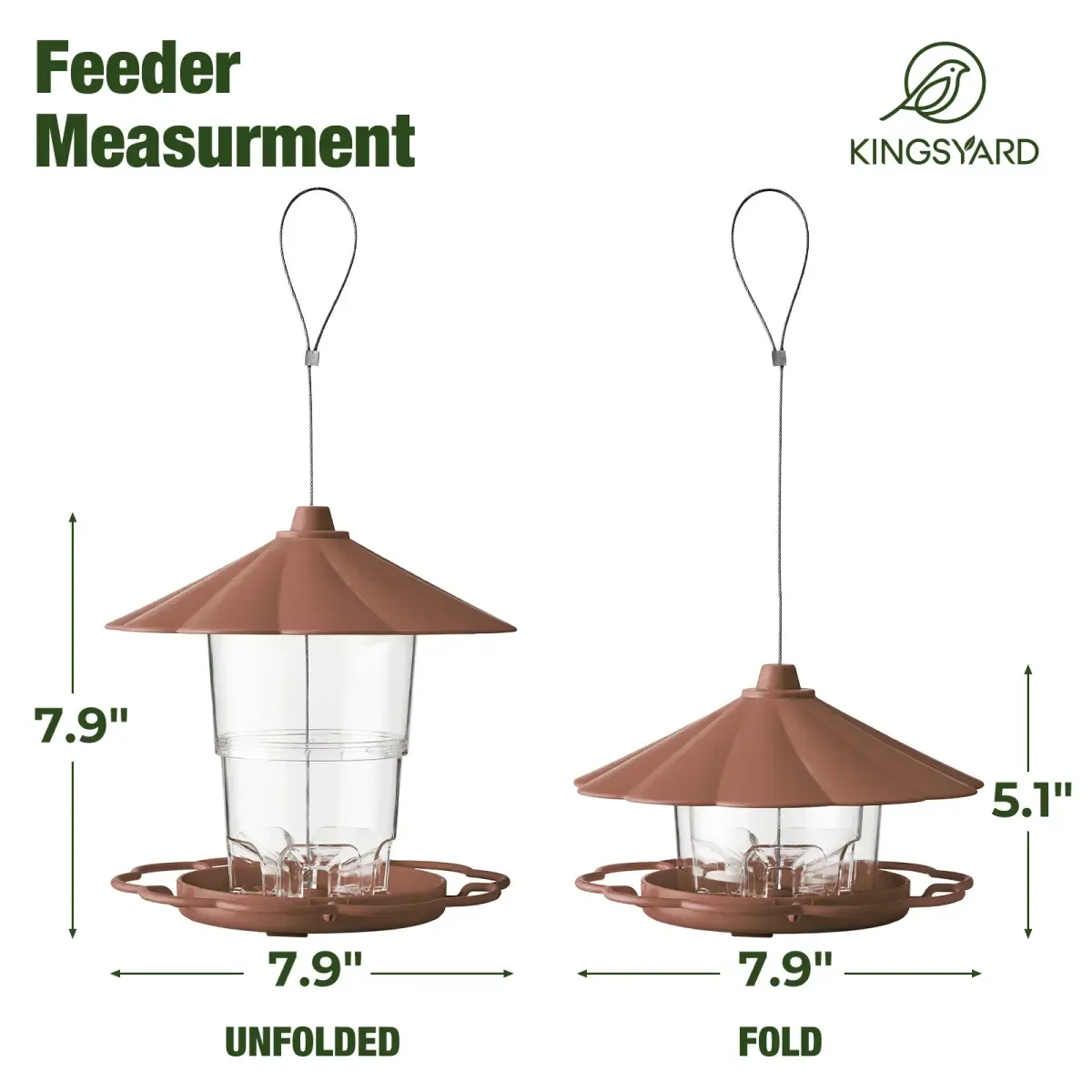 Brown Kingsyard Squirrel Resistant 360 Degree Hopper Bird Feeder 3