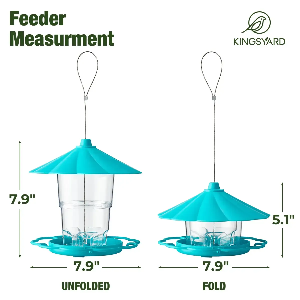 Blue Kingsyard Squirrel Resistant 360 Degree Hopper Bird Feeder 3