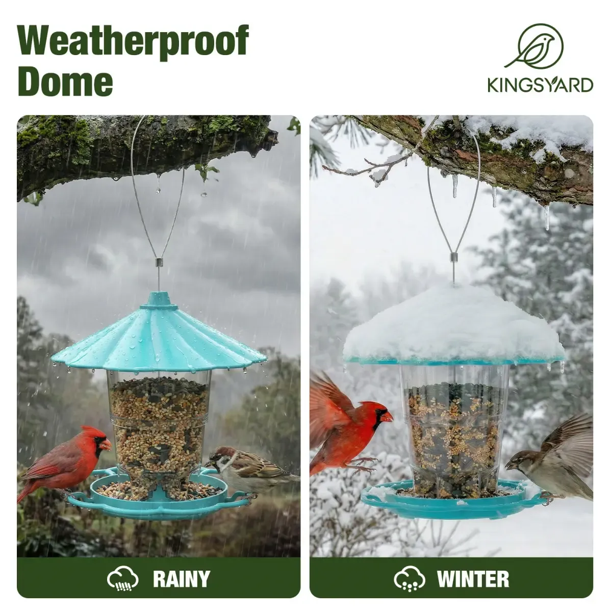 Blue Kingsyard Squirrel Resistant 360 Degree Hopper Bird Feeder 6