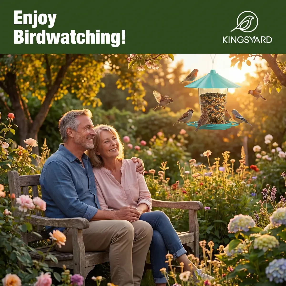 Blue Kingsyard Squirrel Resistant 360 Degree Hopper Bird Feeder 8