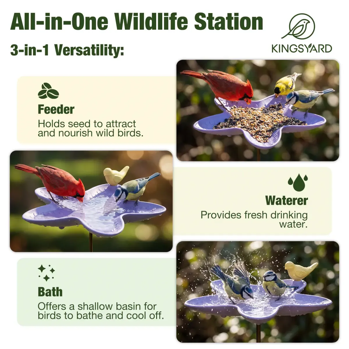 Kingsyard Adjustable Free Standing Tray Bird Feeder with Pole 5