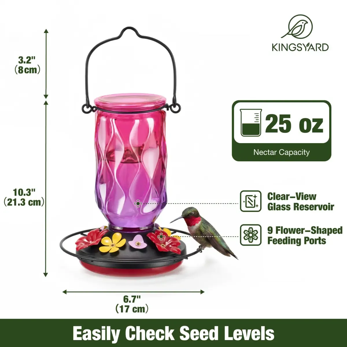 Kingsyard 20oz Ant Moat Glass Hummingbird Feeders 3 Kingsyard 20oz Ant Moat Glass Hummingbird Feeders 3