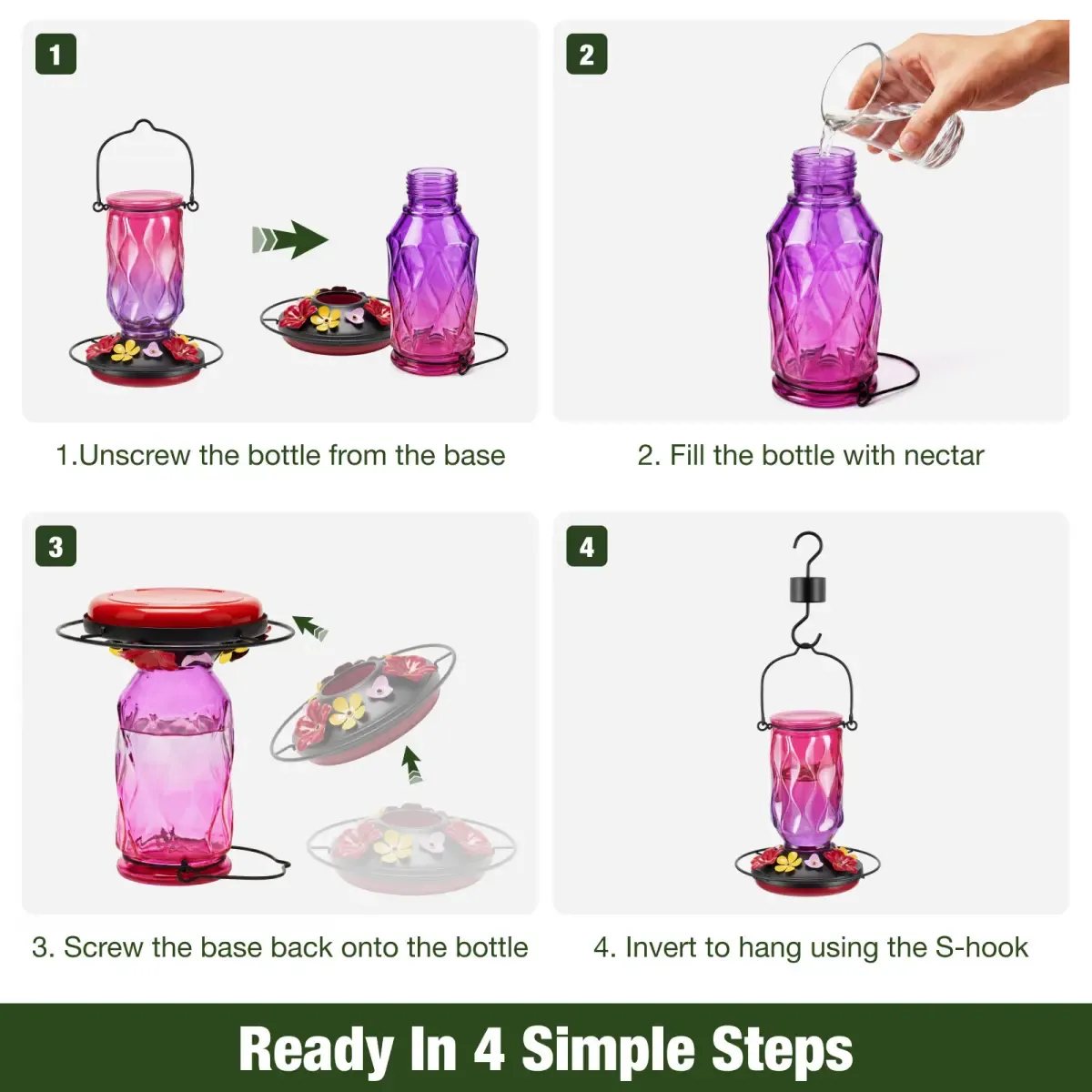 Kingsyard 20oz Ant Moat Glass Hummingbird Feeders 6 Kingsyard 20oz Ant Moat Glass Hummingbird Feeders 6
