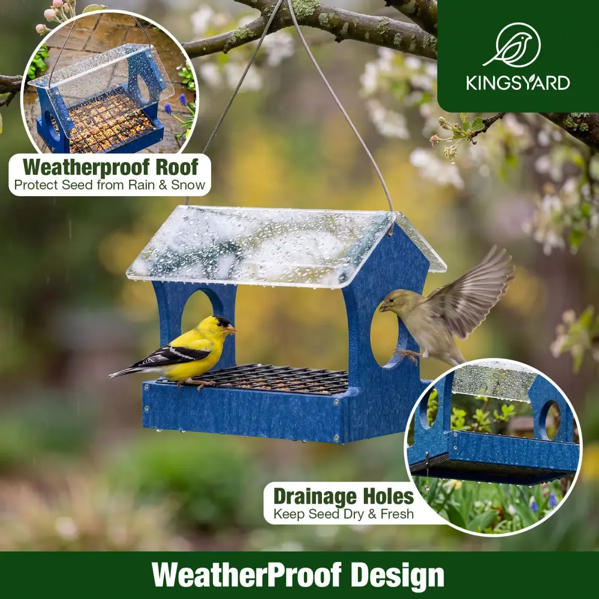 Kingsyard Rain-Resistant Elevated Perch Platform Bird Feeder 5