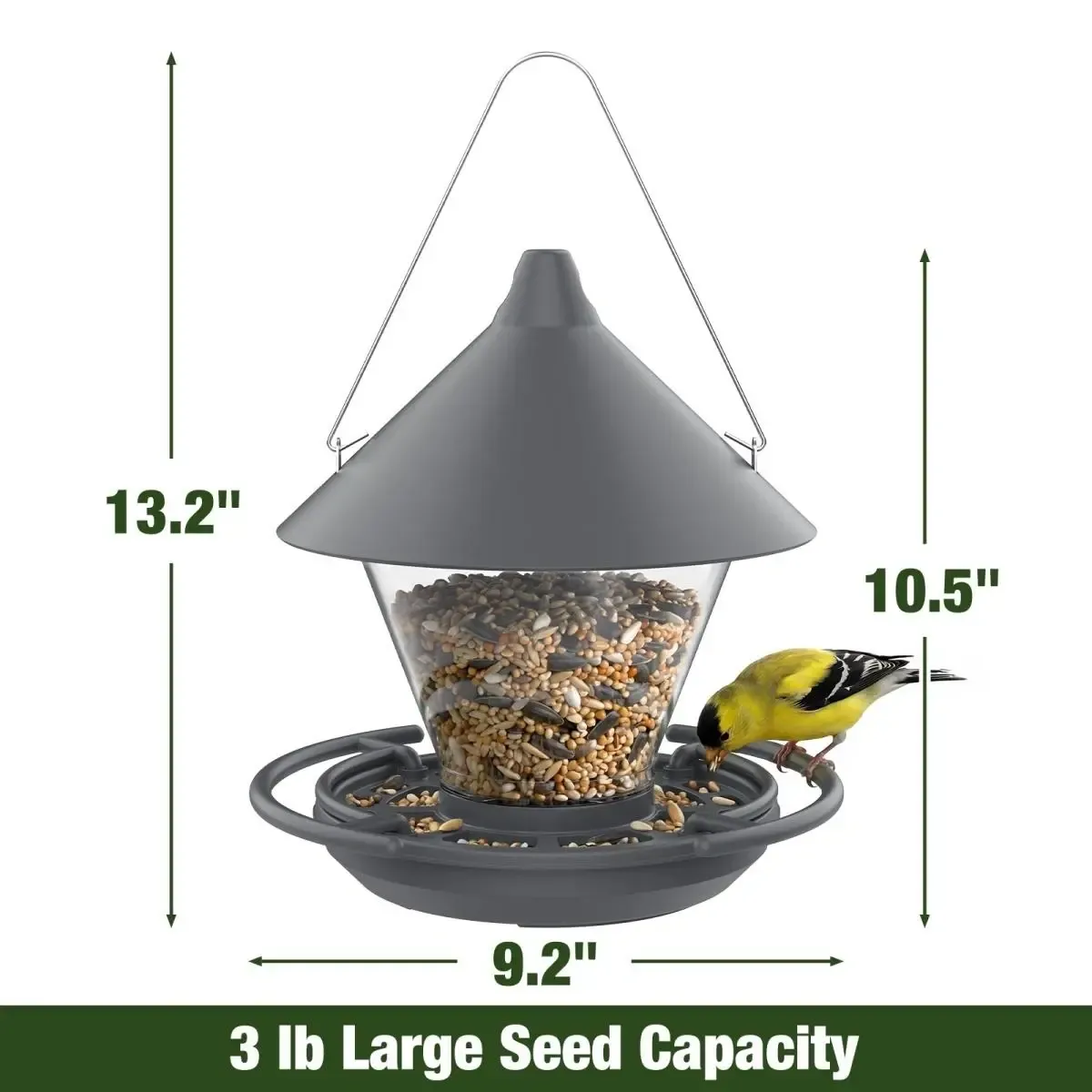 Kingsyard Hanging Hopper Bird Feeder with No-Waste Tray 3