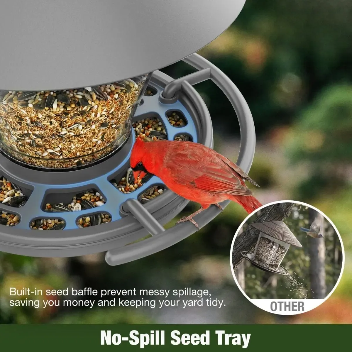 Kingsyard Hanging Hopper Bird Feeder with No-Waste Tray 5