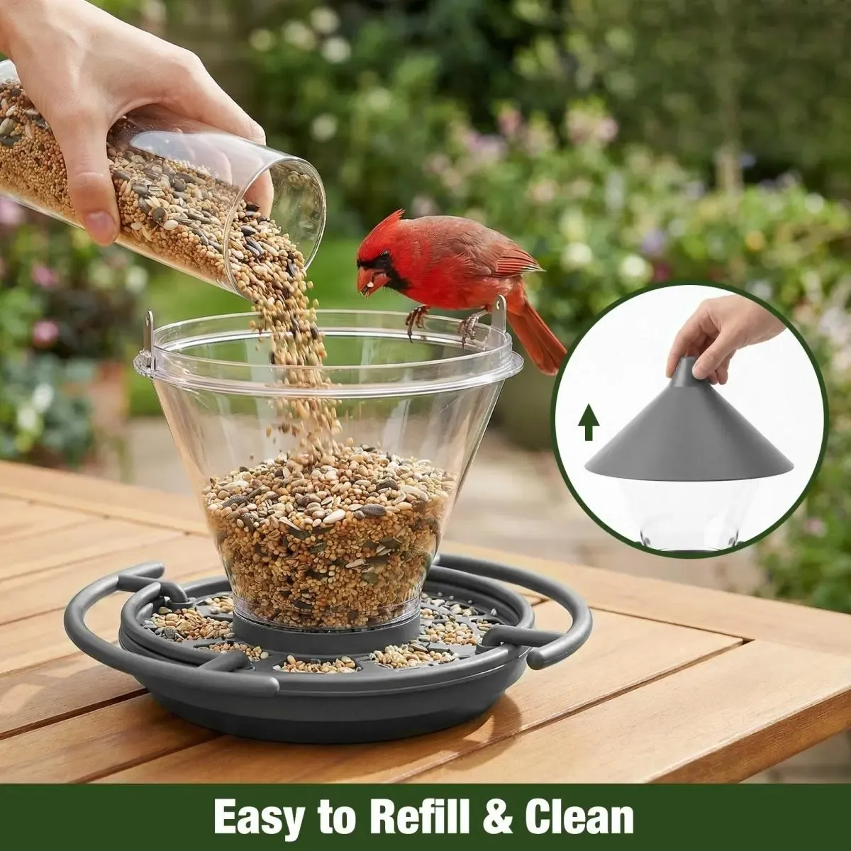 Kingsyard Hanging Hopper Bird Feeder with No-Waste Tray 6
