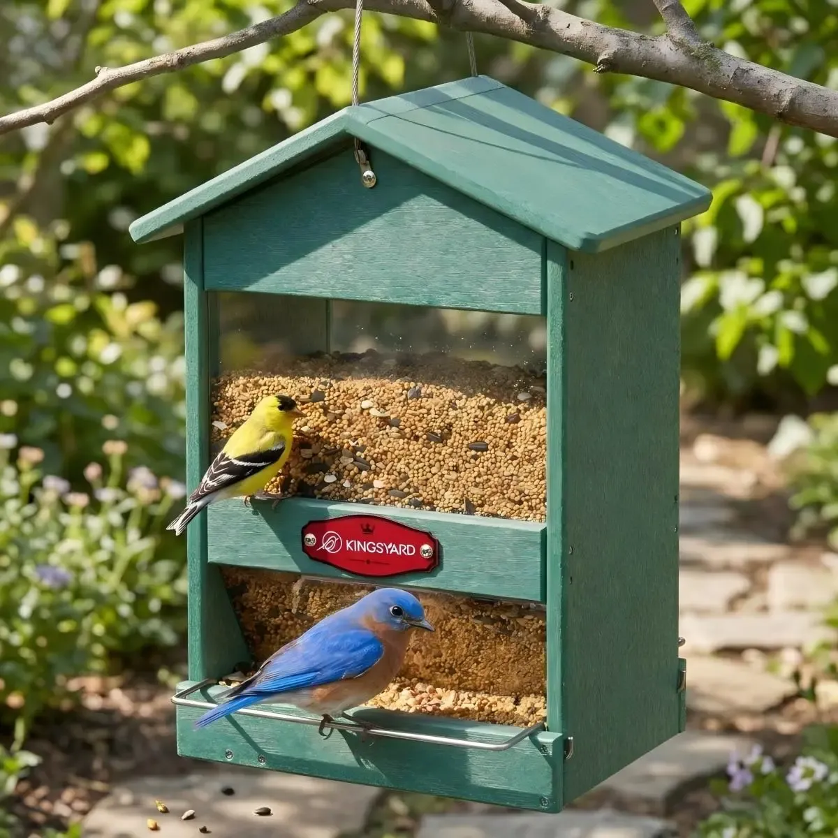 Kingsyard Hopper Dual-Sided Feeding Perches Wild Bird Feeder