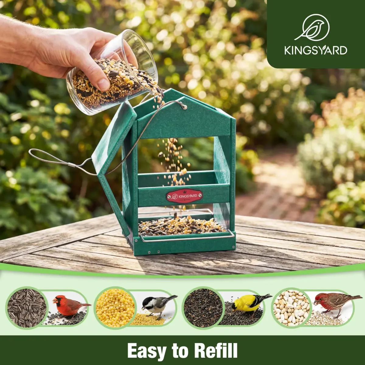 Kingsyard Hopper Dual-Sided Feeding Perches Wild Bird Feeder 4