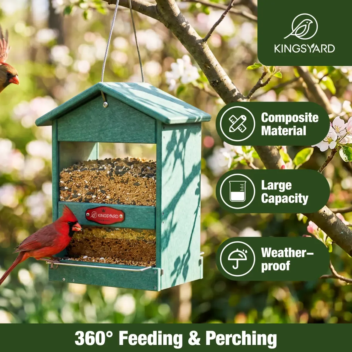 Kingsyard Hopper Dual-Sided Feeding Perches Wild Bird Feeder 6