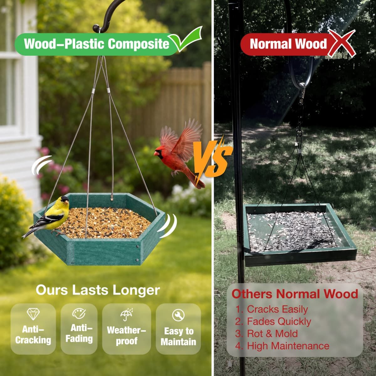 Kingsyard Recycled Poly Lumber Platform Bird Feeder 7 Kingsyard Recycled Poly Lumber Platform Bird Feeder 7