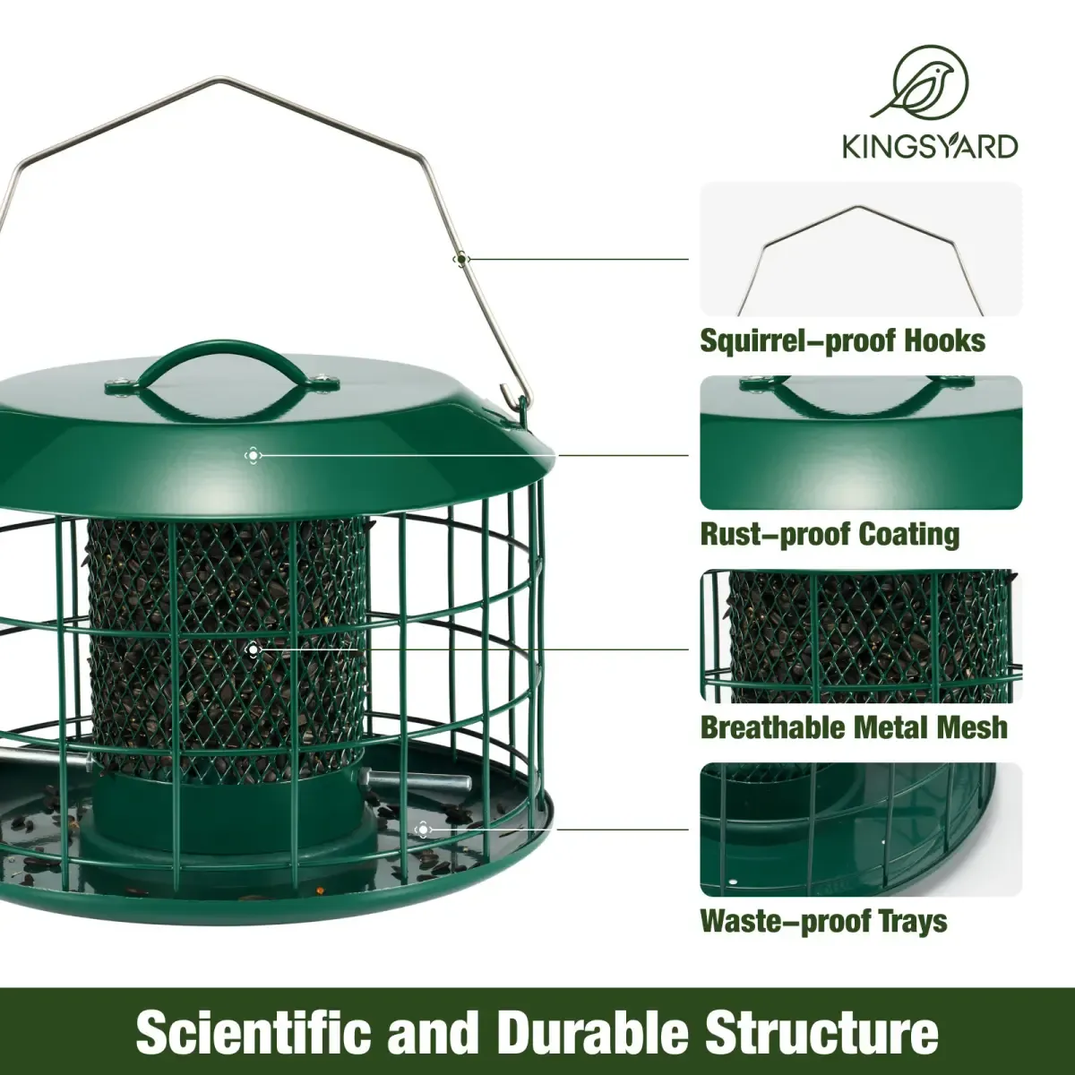 Kingsyard Weatherproof Caged Squirrel Proof Bird Feeders 4 Kingsyard Weatherproof Caged Squirrel Proof Bird Feeders 4