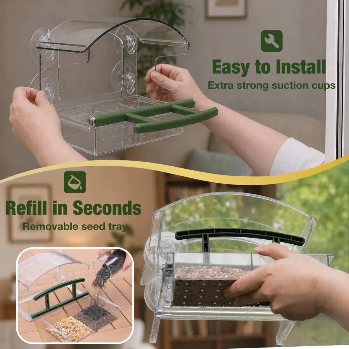 Kingsyard Window Bird Feeder with 4 Extra Strong Suction Cups 6 Kingsyard Window Bird Feeder with 4 Extra Strong Suction Cups 6