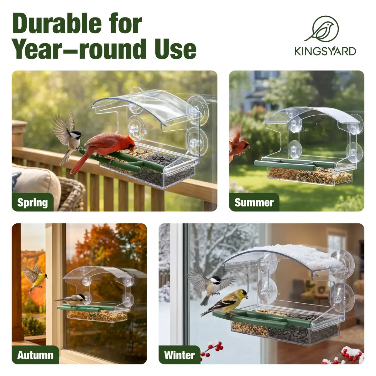 Kingsyard Window Bird Feeder with 4 Extra Strong Suction Cups 7 Kingsyard Window Bird Feeder with 4 Extra Strong Suction Cups 7