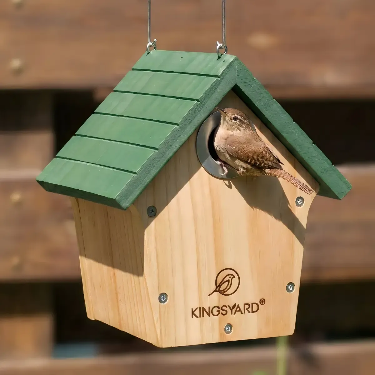Green Kingsyard Wooden Wren House with 1” Hole for Nesting 1 Green Kingsyard Wooden Wren House with 1” Hole for Nesting 1