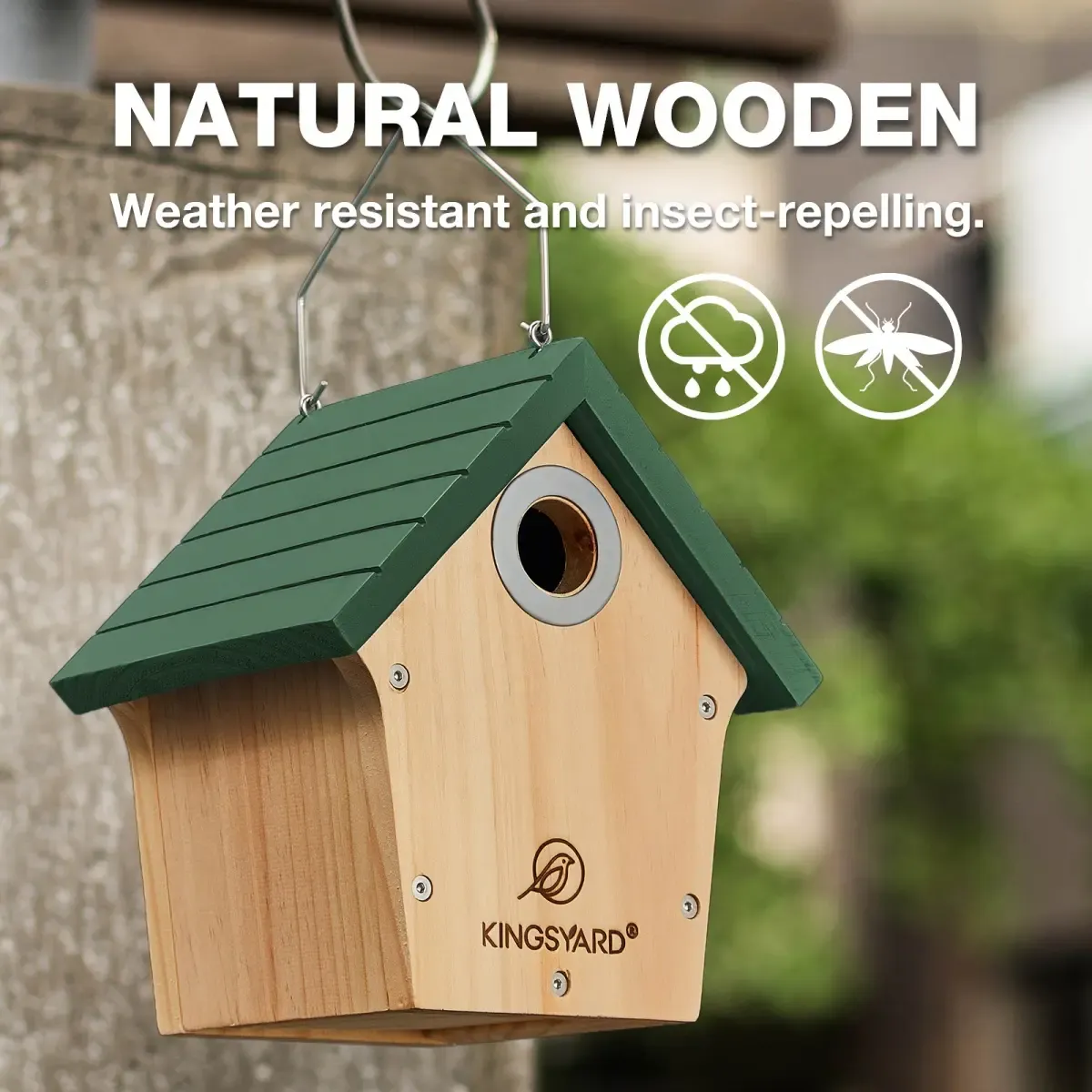 Green Kingsyard Wooden Wren House with 1” Hole for Nesting 7 Green Kingsyard Wooden Wren House with 1” Hole for Nesting 7