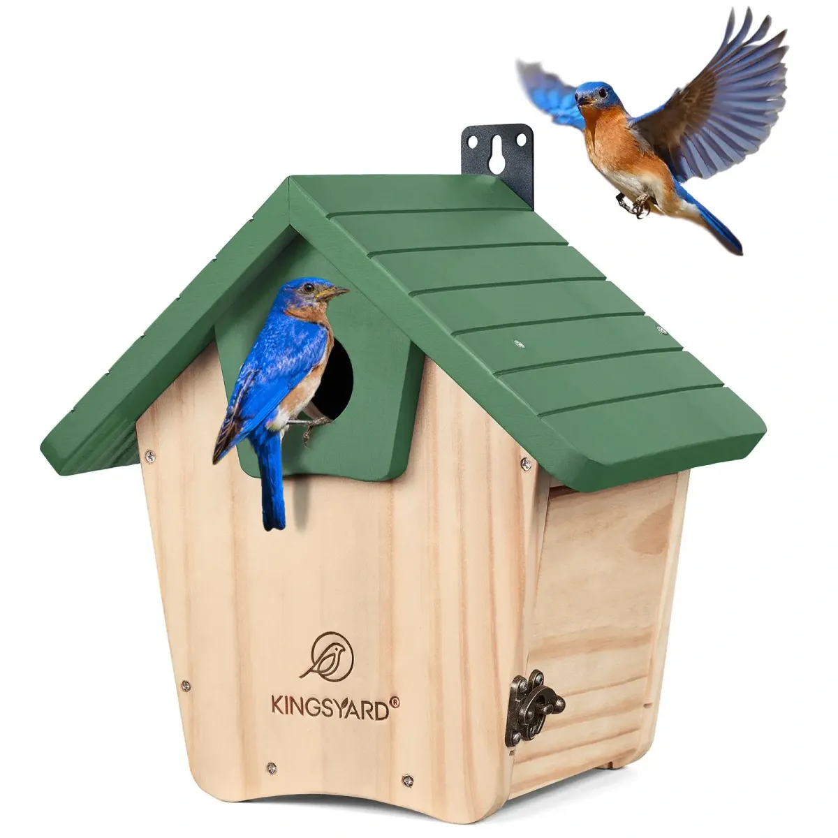 Green Kingsyard Wooden Bluebird House with 1.5'' Hole for Outdoor Nesting 2