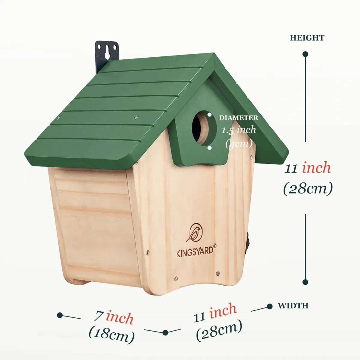 Green Kingsyard Wooden Bluebird House with 1.5'' Hole for Outdoor Nesting 3