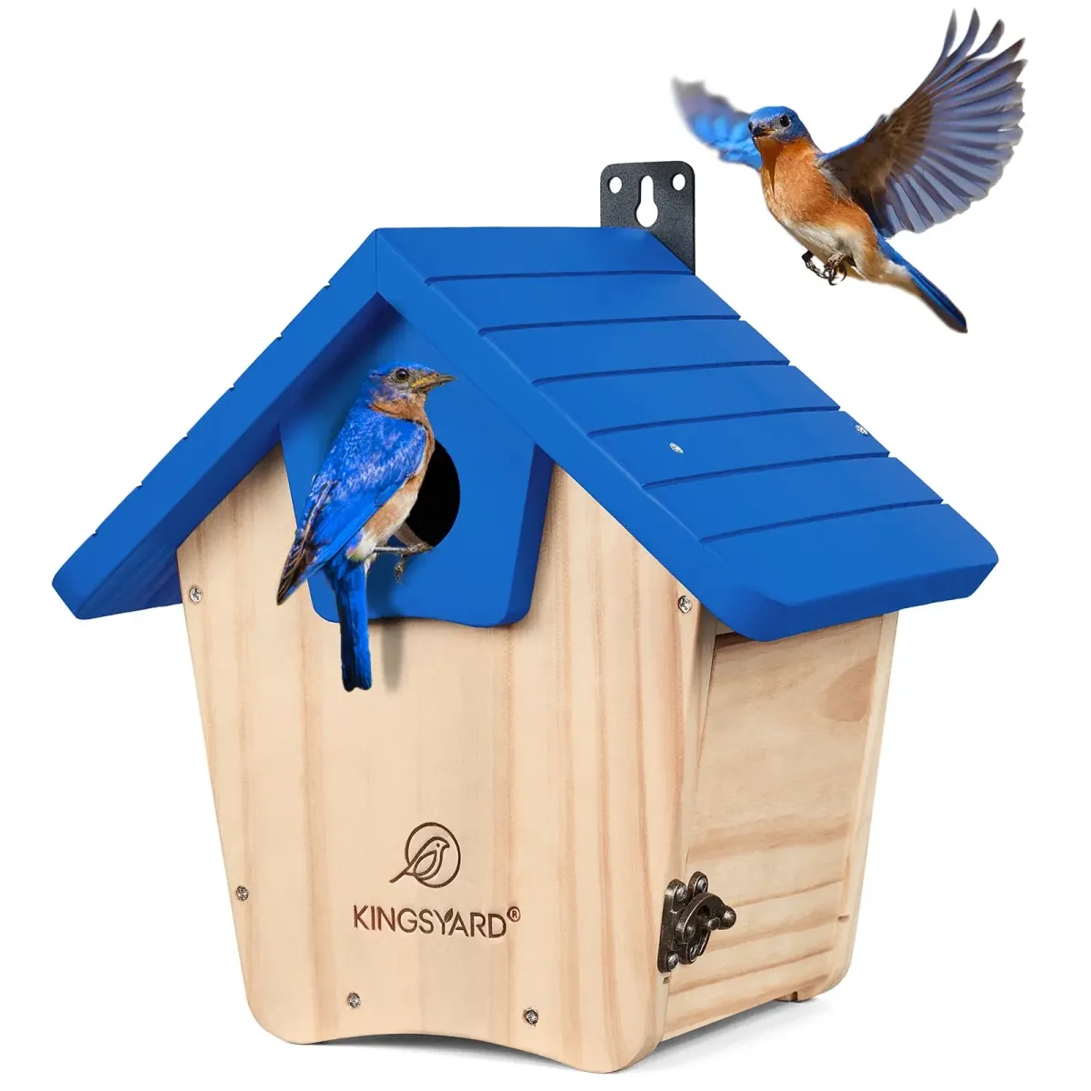 Royal Blue Kingsyard Wooden Bluebird House with 1.5'' Hole for Outdoor Nesting 2